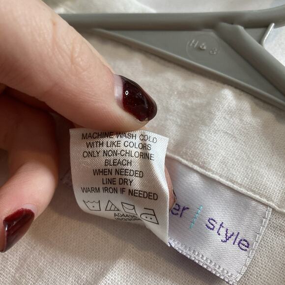 Susan Graver Women's White Linen Embroidered Button Up Shirt Size XL Boxy Boho - Picture 6 of 12